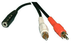 Y-Cable: (1) 3.5mm Mono Female to (2) RCA Male