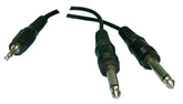Y-Cable: (1) 3.5mm Stereo Male to (2) 1/4" Mono Male