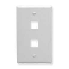 Modular Keystone Faceplate, 2 Port, White, 25 pack