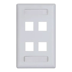 Modular Keystone Faceplate, ID Window, 4 Ports, White
