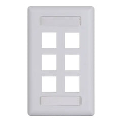 Modular Keystone Faceplate, ID Window, 6 Ports, White