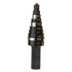 Step Drill Bit: 9 Steps, 1/4" to 3/4"