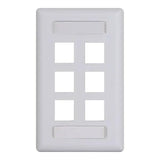 Modular Keystone Faceplate, ID Window, 6 Ports, White