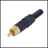 Rean RCA Male Plug: Black Color Band, Gold Contacts