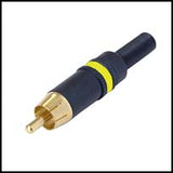 Rean RCA Male Plug: Yellow Color Band, Gold Contacts