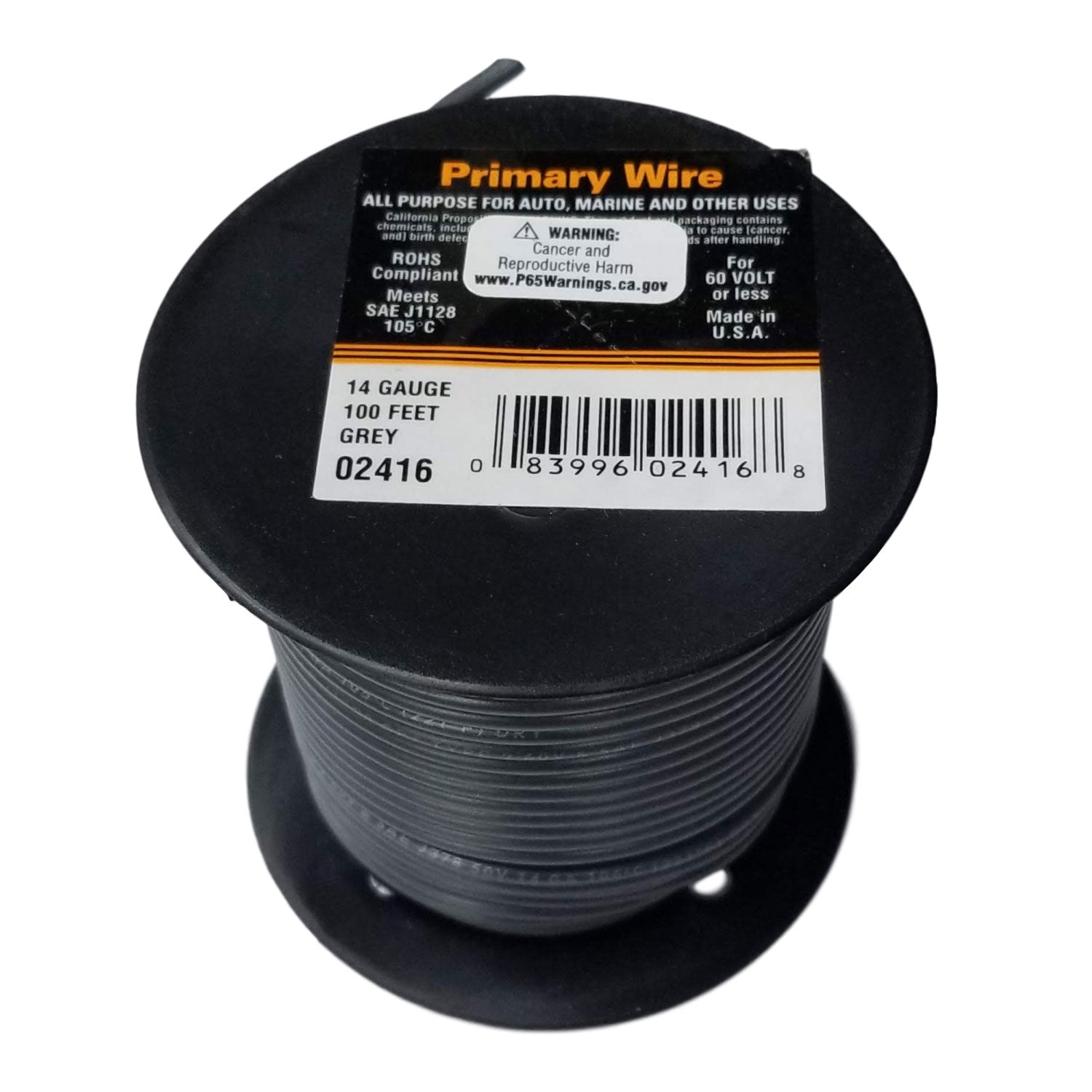 14 Gauge Stranded Gray, GPT Primary Wire, 16/30, 100 foot