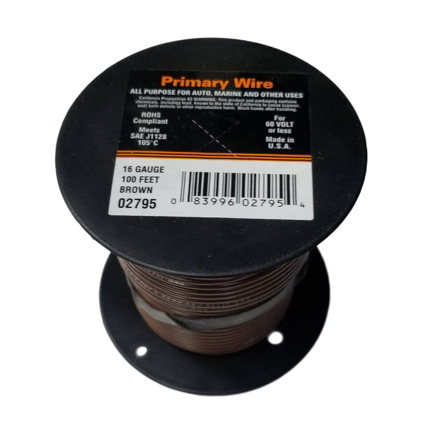 16 Gauge Stranded Brown, GPT Primary Wire, 100 foot