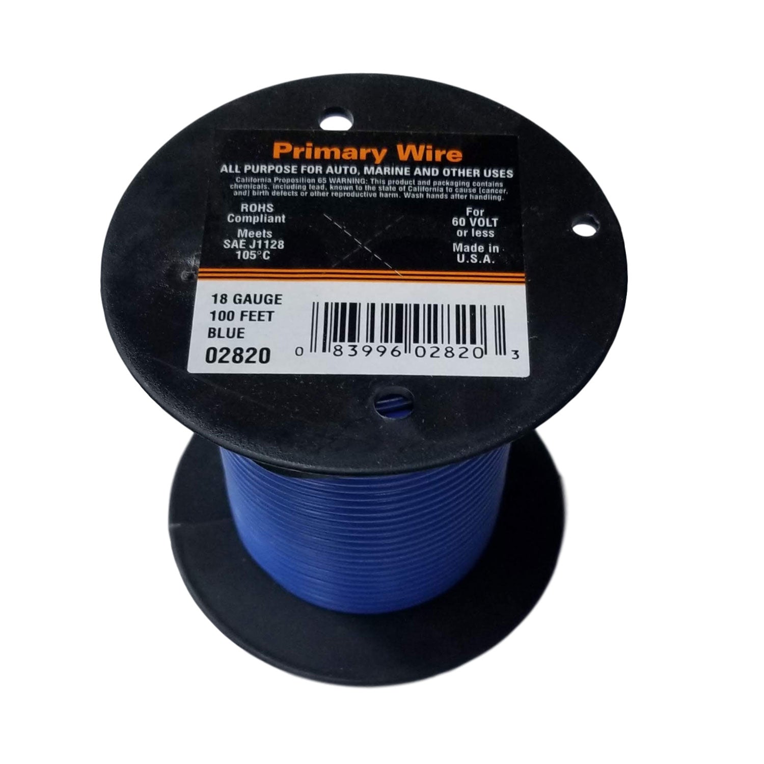 18 Gauge Stranded Blue, GPT Primary Wire, 100 foot