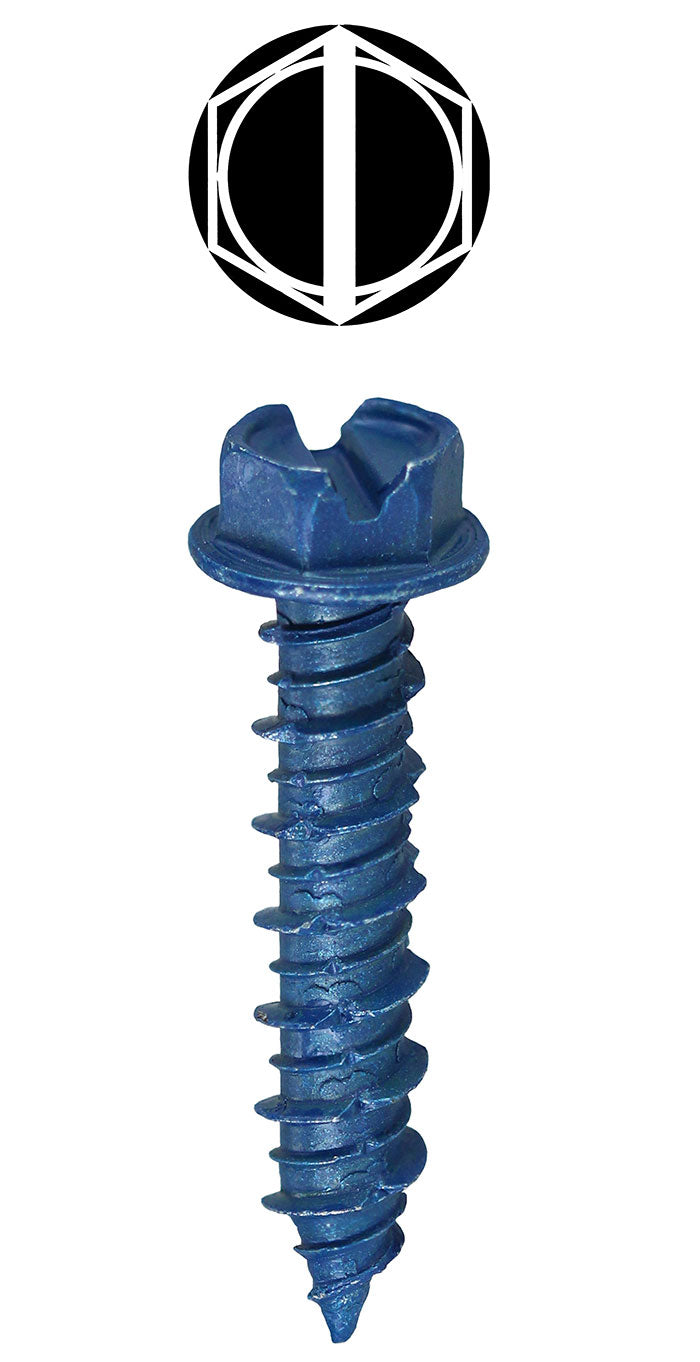 Concrete Hex Head Screw, 3/16 x 2-3/4", 100 pack
