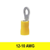 #12-10AWG Insulated #10 Ring Terminal, 10 pack