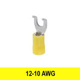 #12-10AWG Insulated #10 Spade Flange Terminal, 10 pack
