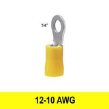 #12-10AWG Insulated Ring Terminals 1/4" Stud, 5 pack - We-Supply