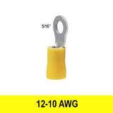#12-10AWG Insulated Ring Terminals 5/16" Stud, 5 pack - We-Supply