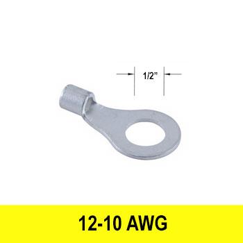 100) High Temperature Non-Insulated Ring Connector 12-10 Gauge AWG #8 Stud  Electrical Wire Terminal - USA 