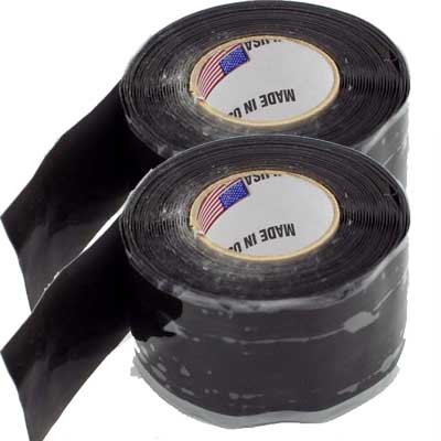 Silicon Rubber Fusion Tape, 1" x 10 feet, Black, 2 pack