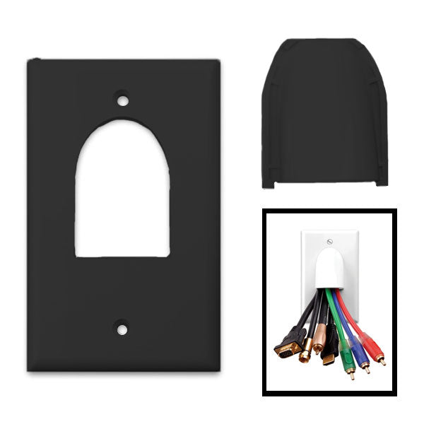 Bulk Wire Wall Plate, 2 Piece, Single Gang, Black