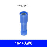#16-14AWG Fully Insulated Bullet Female Connector, 10 pack