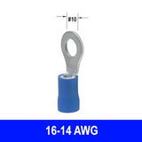 #16-14AWG Insulated #10 Ring Terminal, 10 pack