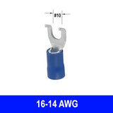 #16-14AWG Insulated #10 Spade Flange Terminal, 10 pack