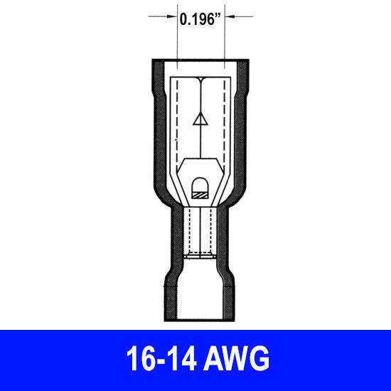 #16-14AWG Insulated .196" Female Bullet Connector, 9 pack - We-Supply