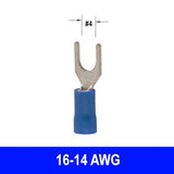 #16-14AWG Insulated #4 Spade Terminal, 10 pack