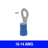 #16-14AWG Insulated Ring Terminals 5/16" Stud, 10 pack - We-Supply