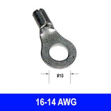 #16-14AWG Uninsulated #10 Ring Connector, 12 pack