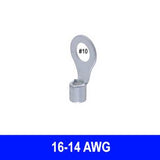 #16-14AWG Uninsulated #10 Ring Terminal, 10 pack