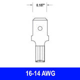 #16-14AWG Uninsulated .187" Male Quick Connect, 15 pack - We-Supply
