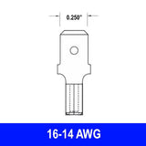 #16-14AWG Uninsulated .250" Male Quick Connect, 15 pack - We-Supply