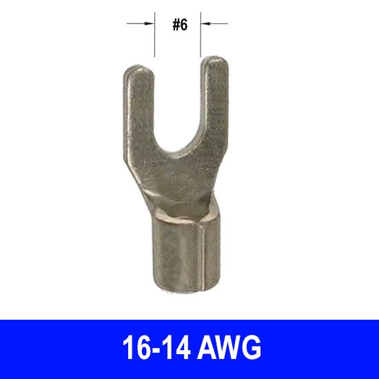 #16-14AWG Uninsulated #6 Fork Connector, 15 pack - We-Supply