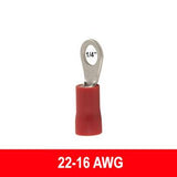 #22-16AWG Insulated Ring Terminals 1/4" Stud, 10 pack - We-Supply