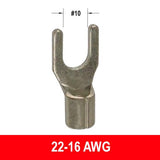 #22-16AWG Uninsulated #10 Fork Connector, 15 pack