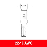 #22-16AWG Uninsulated .110" Male Quick Connect, 15 pack - We-Supply