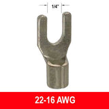 #22-16AWG Uninsulated 1/4" Fork Connector, 100 pack - We-Supply