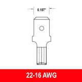 #22-16AWG Uninsulated .187" Male Quick Connect, 100 pack - We-Supply