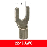 #22-16AWG Uninsulated #4 Fork Connector, 15 pack