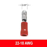 #22-18AWG Fully Insulated Bullet Disconnect, 10 pack