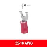 #22-18AWG Insulated #6 Spade Flange Terminal, 10 pack