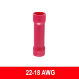 #22-18AWG Insulated Vinyl Butt Connector, 100 pack