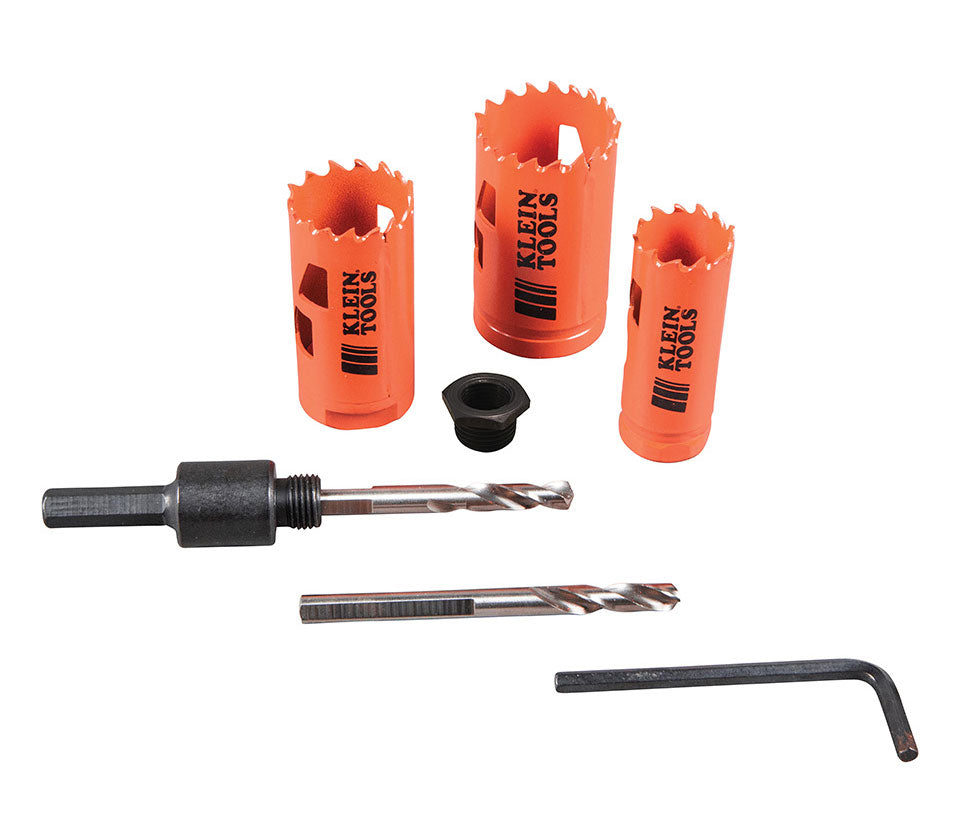 3 Piece Electrician's Hole Saw Kit with Arbor