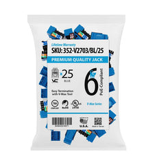CAT6 Data Grade Keystone Jack, Blue, 25 pack