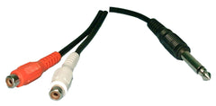 Y-Cable Mono 1/4" Plug to 2 RCA Female