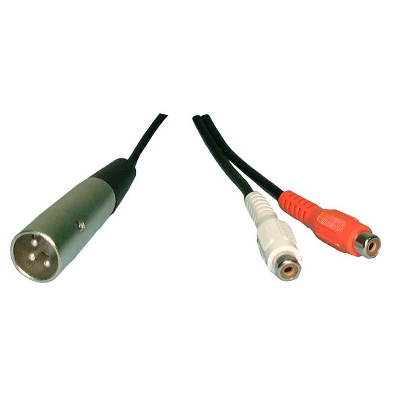 Y-Cord Adaptor: XLR Male to (2) RCA Females