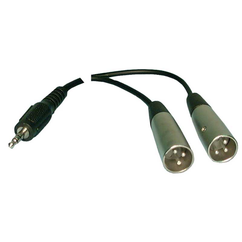 Y-Cord Adaptor: 3.5mm Stereo Plug to (2) 3 Pin XLR Males