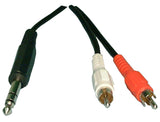 Y-Cable: (1) 1/4" Stereo Male to (2) RCA Male
