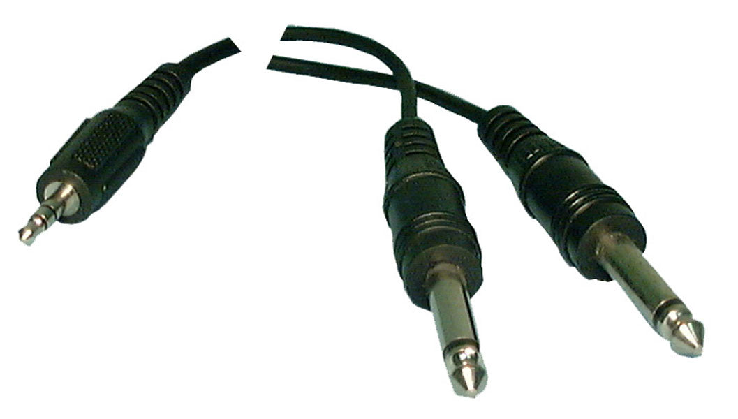 Y-Cable: (1) 3.5mm Stereo Male to (2) 1/4" Mono Male