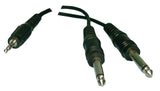 Y-Cable: (1) 3.5mm Stereo Male to (2) 1/4" Mono Male