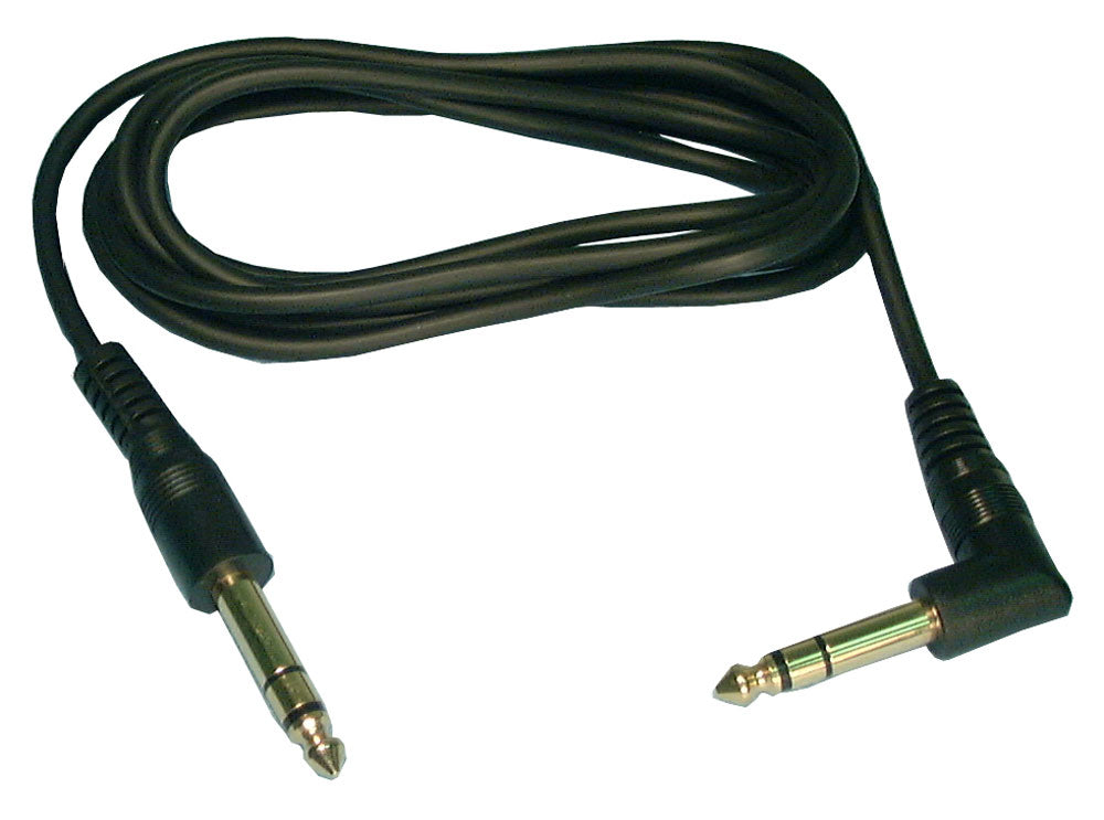 Cable: 1/4" Stereo Male to 1/4" Stereo R/A Male, 6 ft