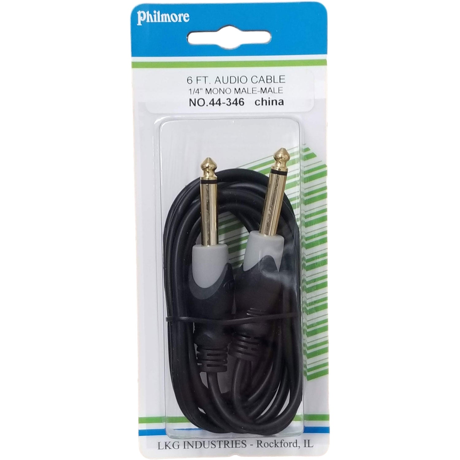Cable: 1/4" Mono Male to 1/4" Mono Male, 6 ft